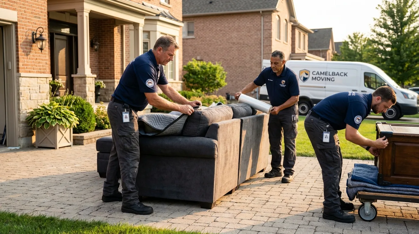 Large estate moving crew wrapping furniture in Berwick, LA